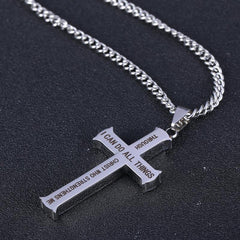 Philippians 4:13 Cross Necklace