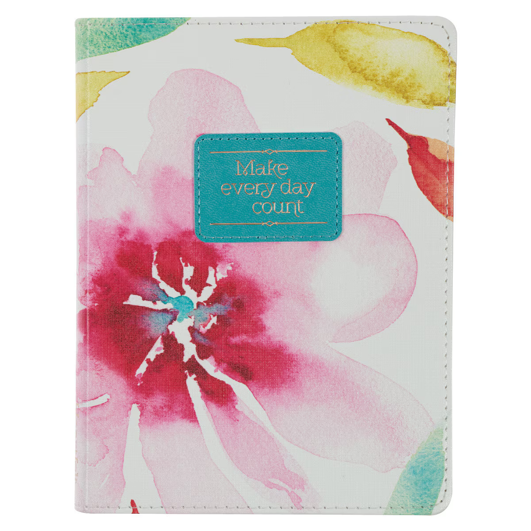 Make Every Day Count Pink Daisies Handy-size Faux Leather Journal