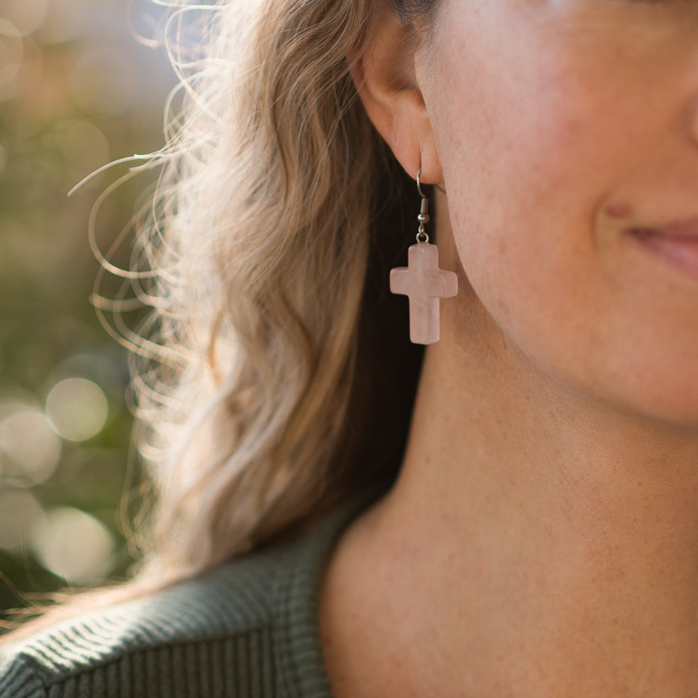 Stone Cross Earrings