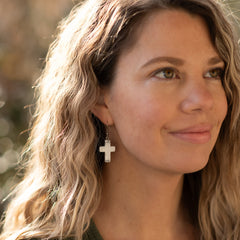 Stone Cross Earrings