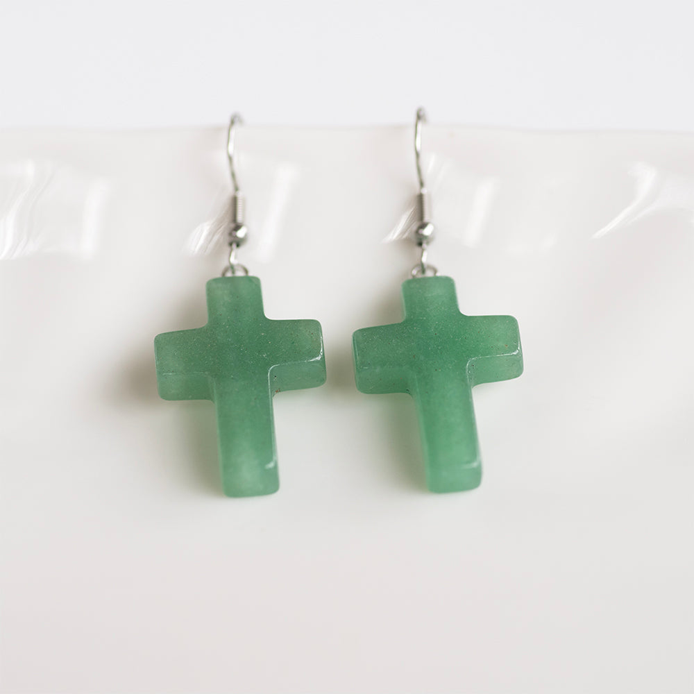 Stone Cross Earrings