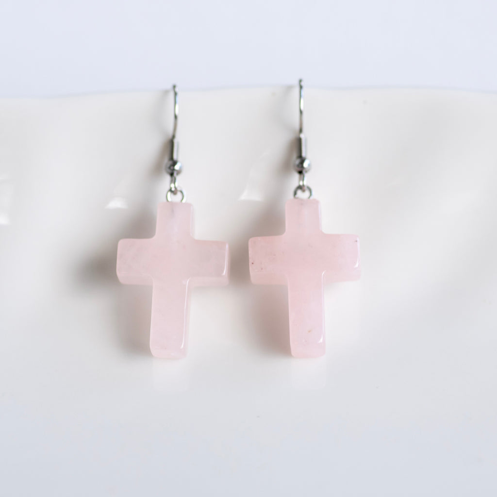 Stone Cross Earrings