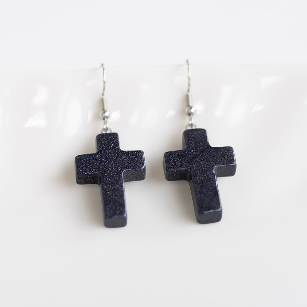 Stone Cross Earrings