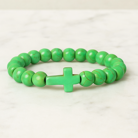 Stone Cross Bracelet - Green