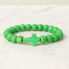 Image of Stone Cross Bracelet - Green