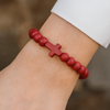 Image of Stone Cross Bracelet - Red