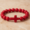 Image of Stone Cross Bracelet - Red