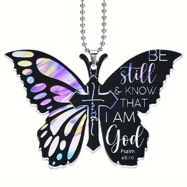 Be Still & Know Butterfly Key Chain, Rearview Mirror Ornament