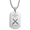 Image of Iron Sharpens Iron Dog Tag Necklace: Proverbs 27:17