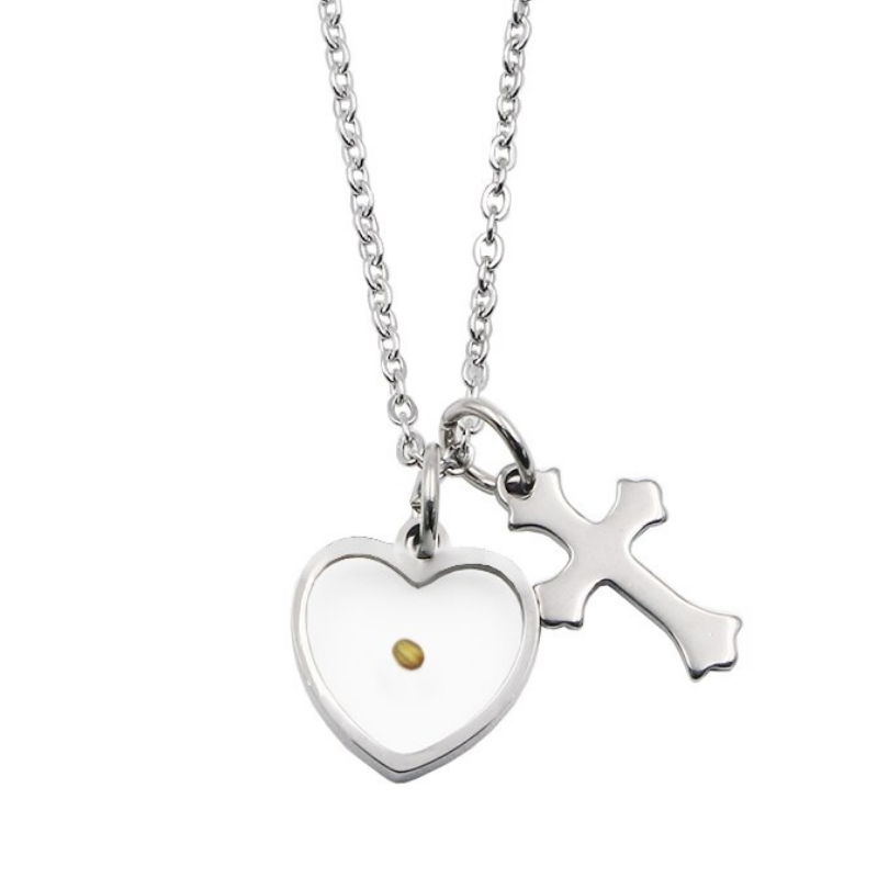 Mustard Seed (Heart + Cross) Necklace