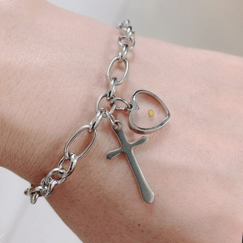 Mustard Seed (Heart) Bracelet w/ Link Chain