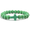 Image of Stone Cross Bracelet - Green